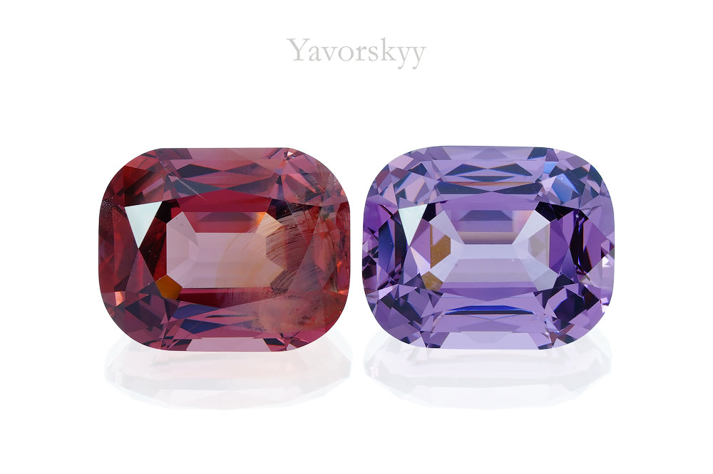 Match pair of red spinel cushion 8.55 cts front view image