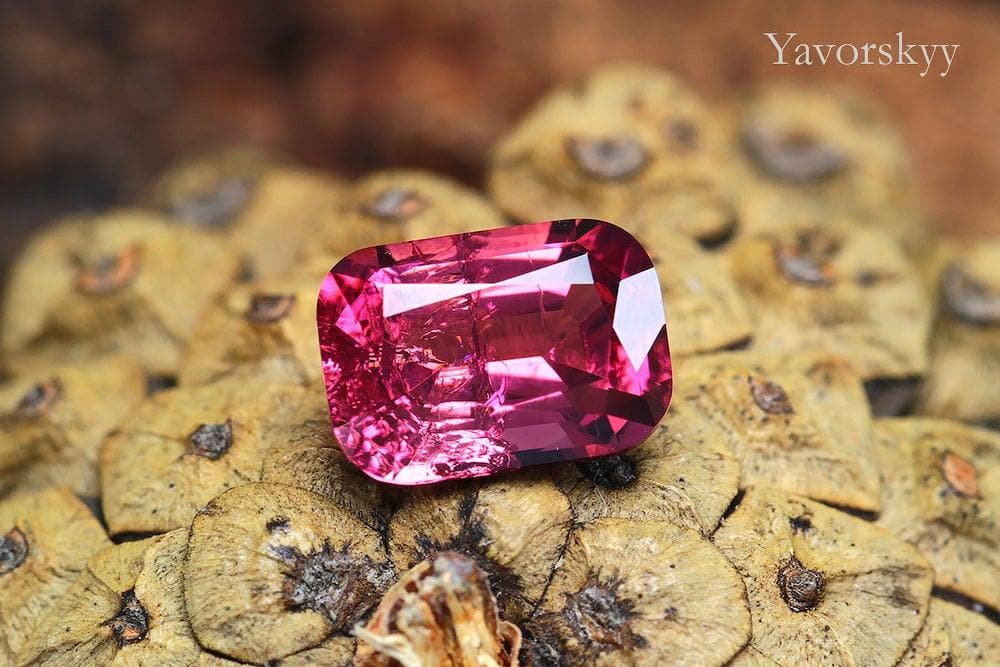 Top view photo of pink tourmaline 1.22 carats