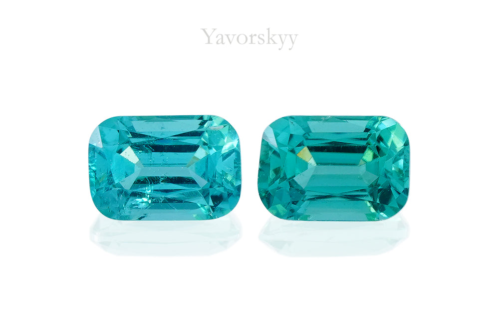 A matched pair of blue green tourmaline 0.75 cts front view picture