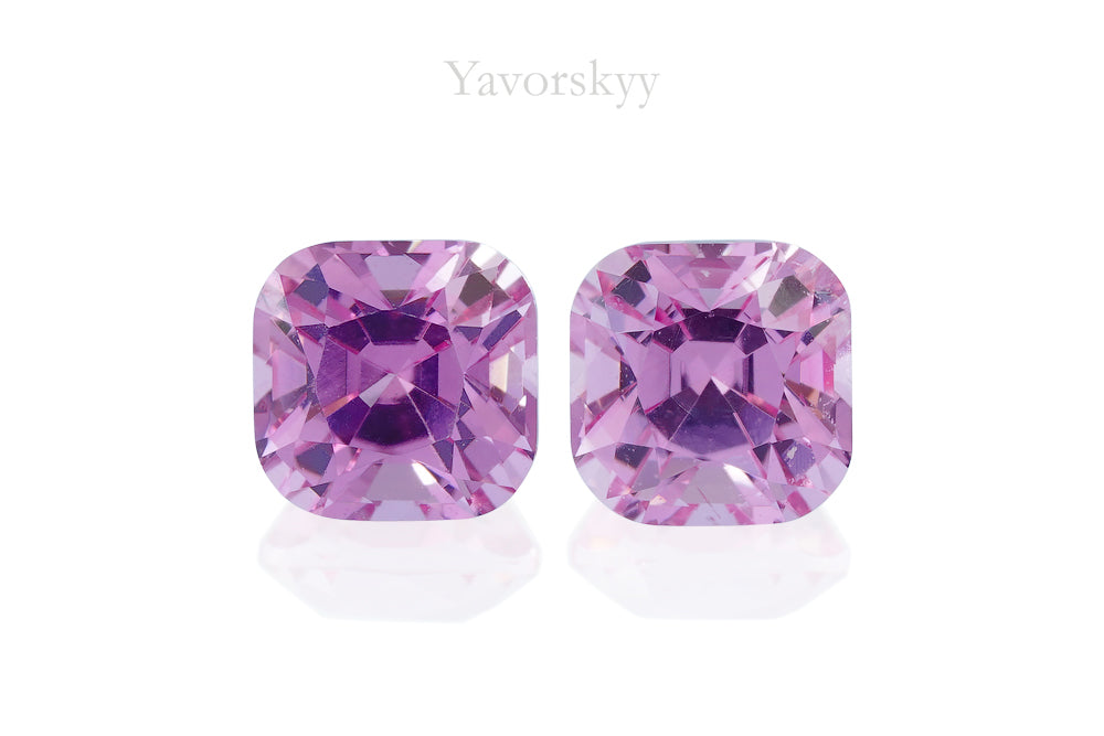 Top view photo of cushion pink spinel 0.84 ct matched pair