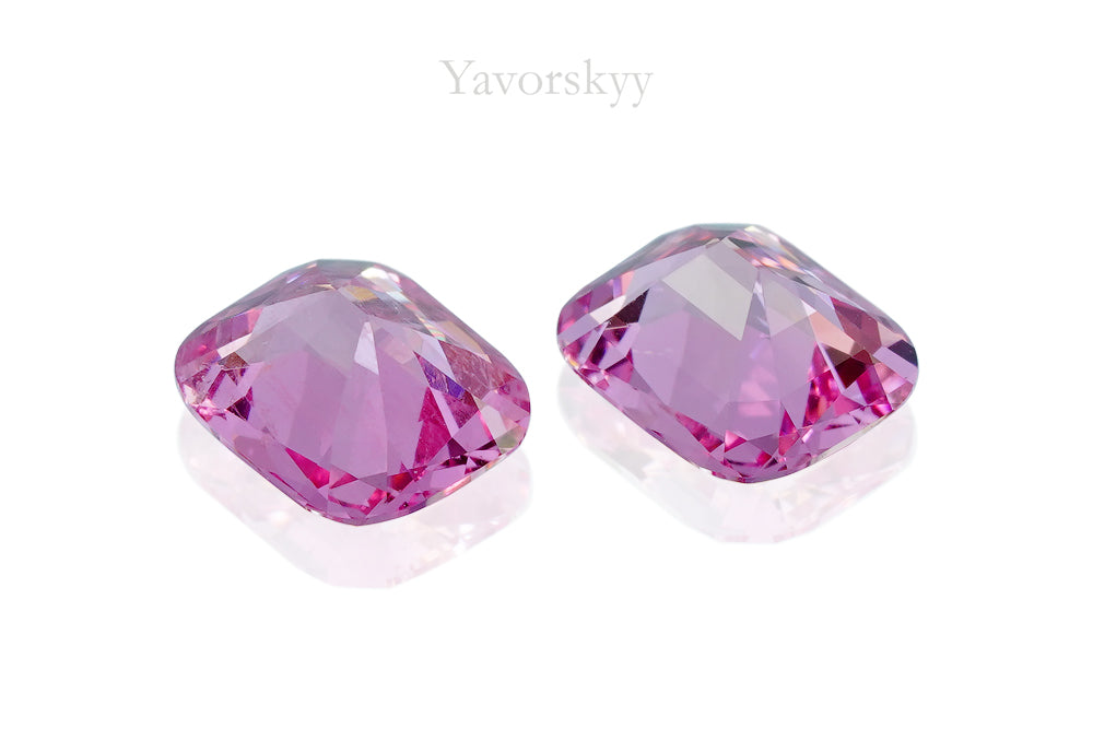 Matched pair pink spinel cushion 1.6 cts bottom view photo