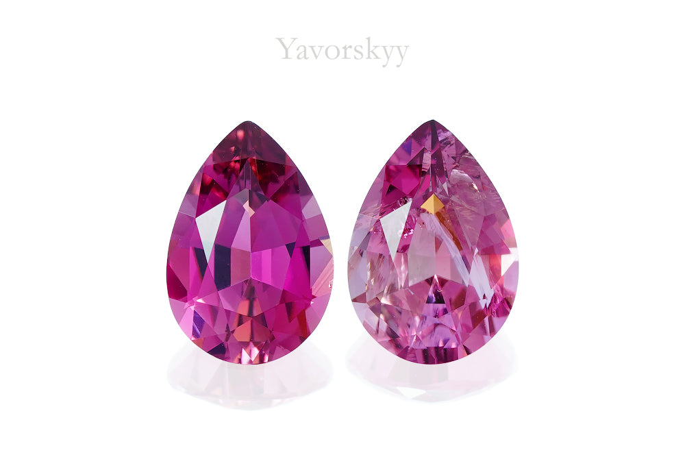 A pair of pink tourmaline pear 1.69 carats front view photo