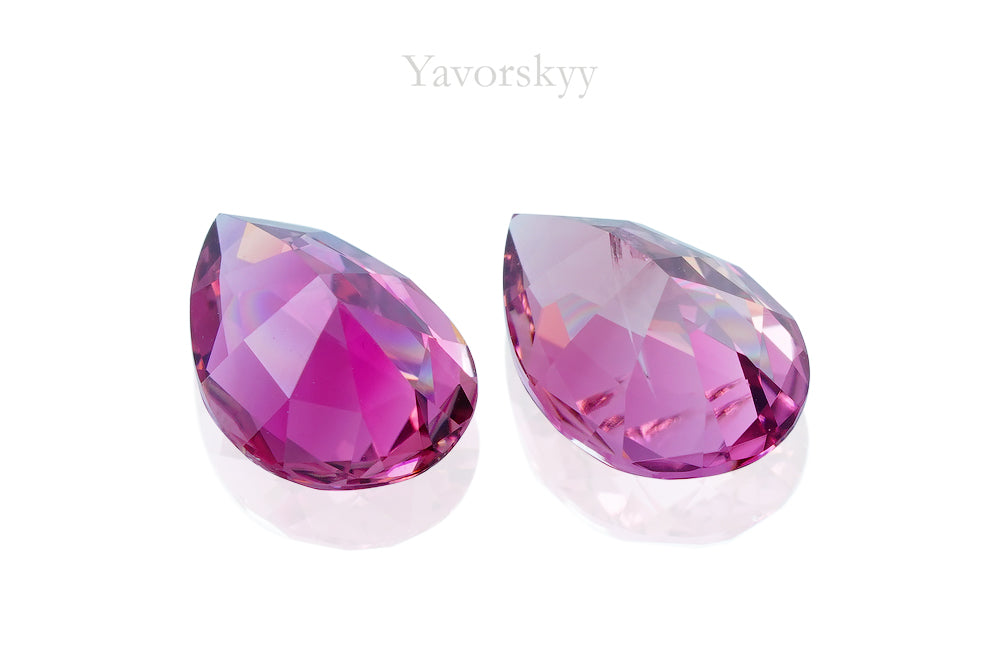 Matched pair pink tourmaline pear 1.69 carats back side image