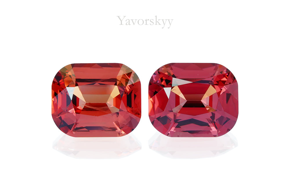 A match pair of orange spinel cushion 2.19 cts front view photo