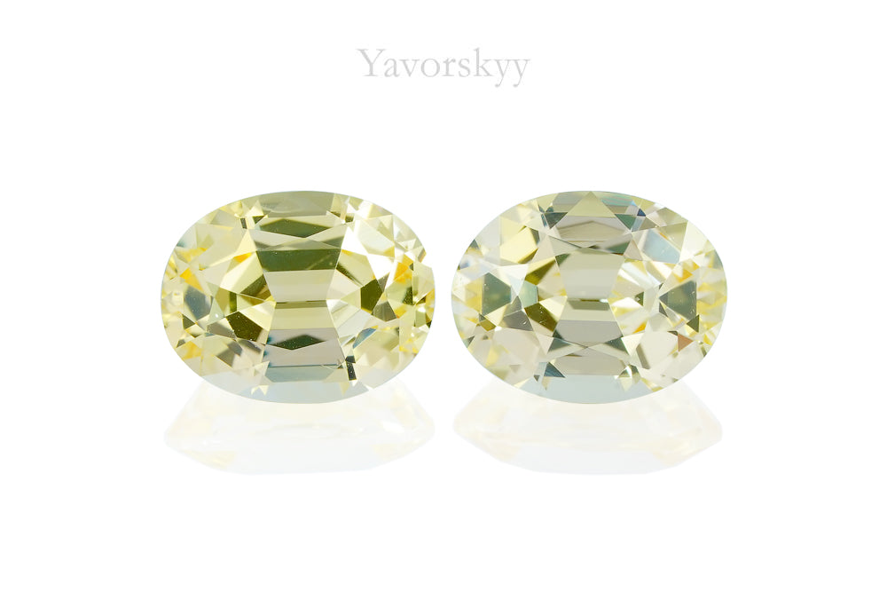 A match pair of yellow sapphire oval 3.33 carats front view image