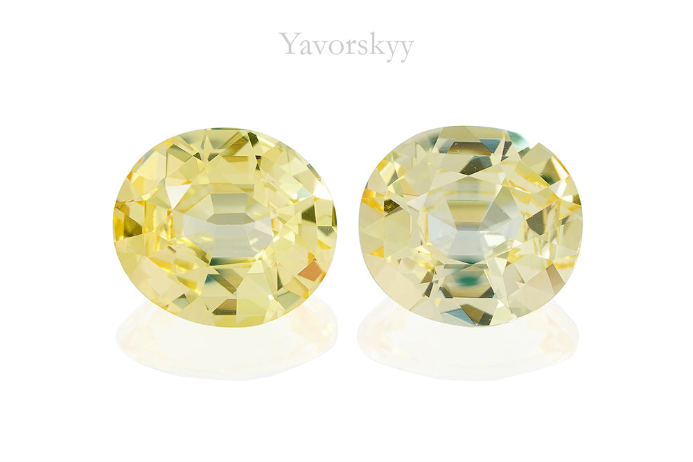 Top view picture of matched pair yellow sapphire 5.2 carats