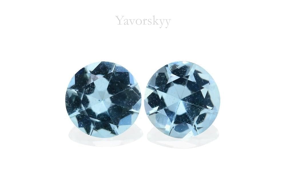 Match pair of blue Aquamarine round 0.41 cts front view image