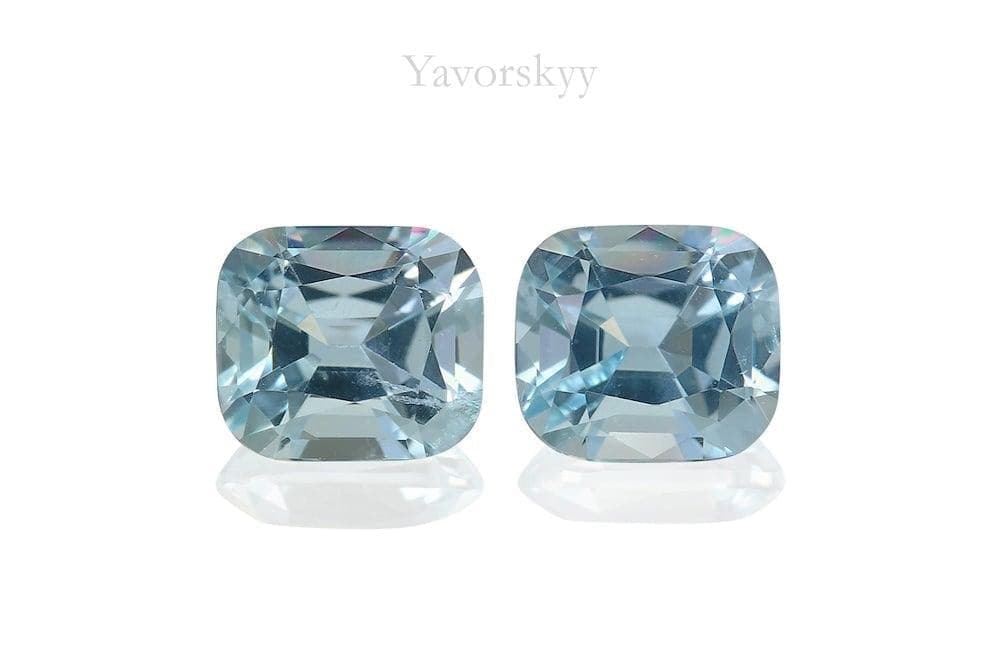 A matched pair of aquamarine 0.68 carat front view picture