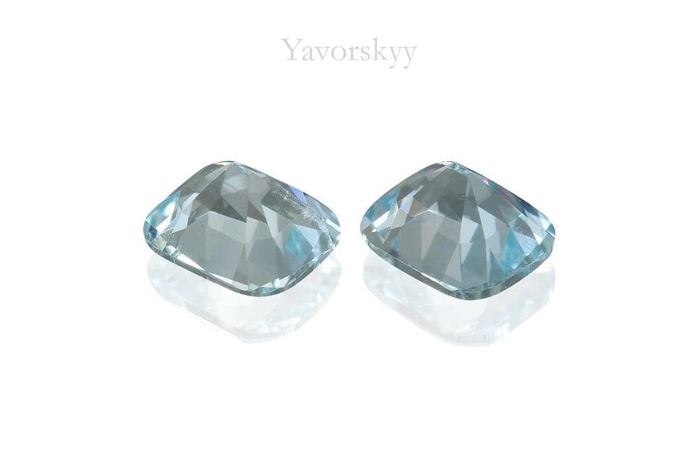 Photo of bottom view of aquamarine 0.68 carat matched pair
