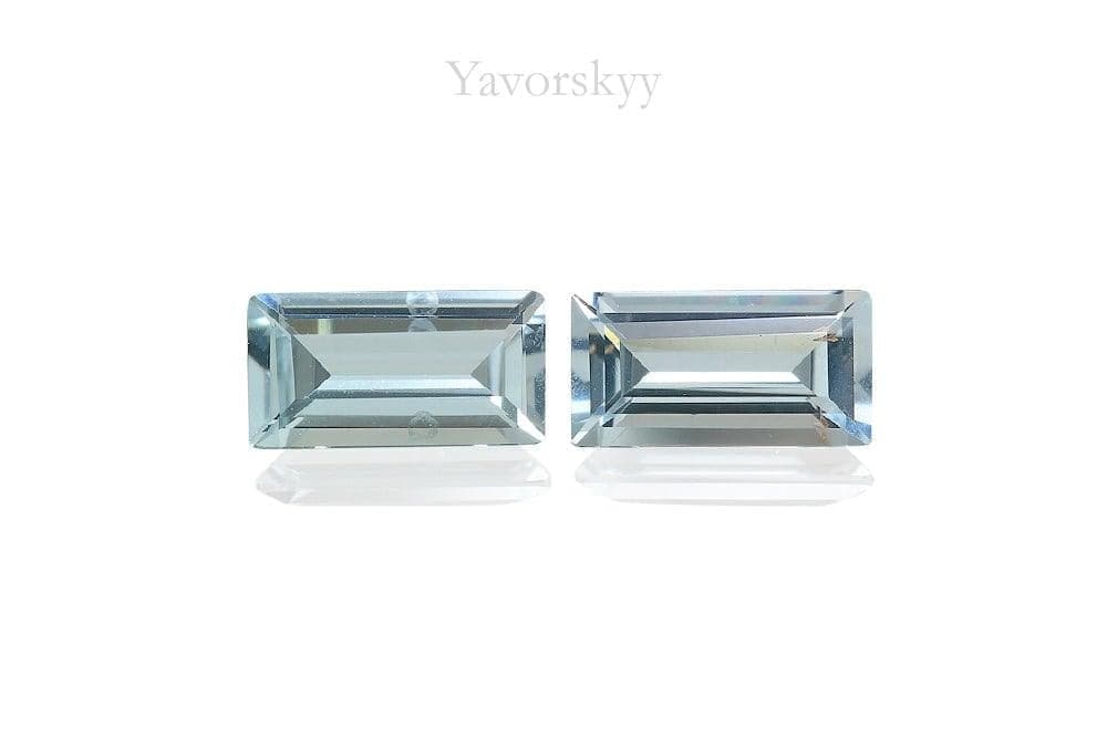 A matched pair of aquamarine 0.69 carat front view picture