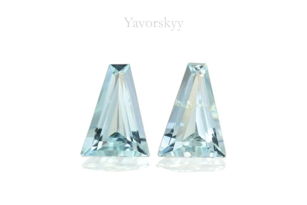 A matched pair of aquamarine trillion 0.81 carats front view photo 