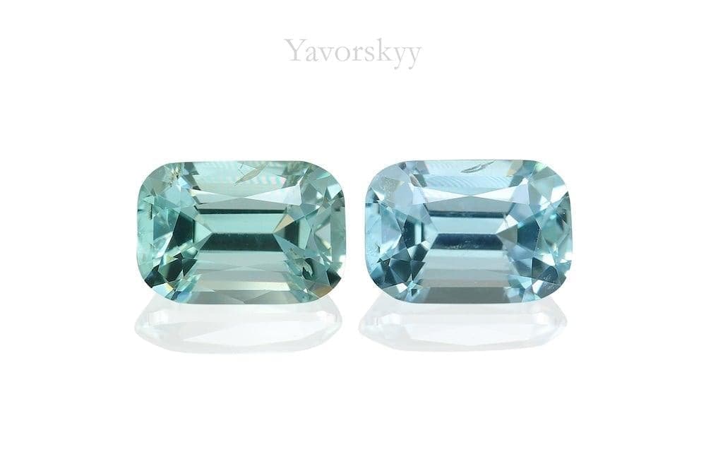 A matched pair of aquamarine 1.06 carats front view picture