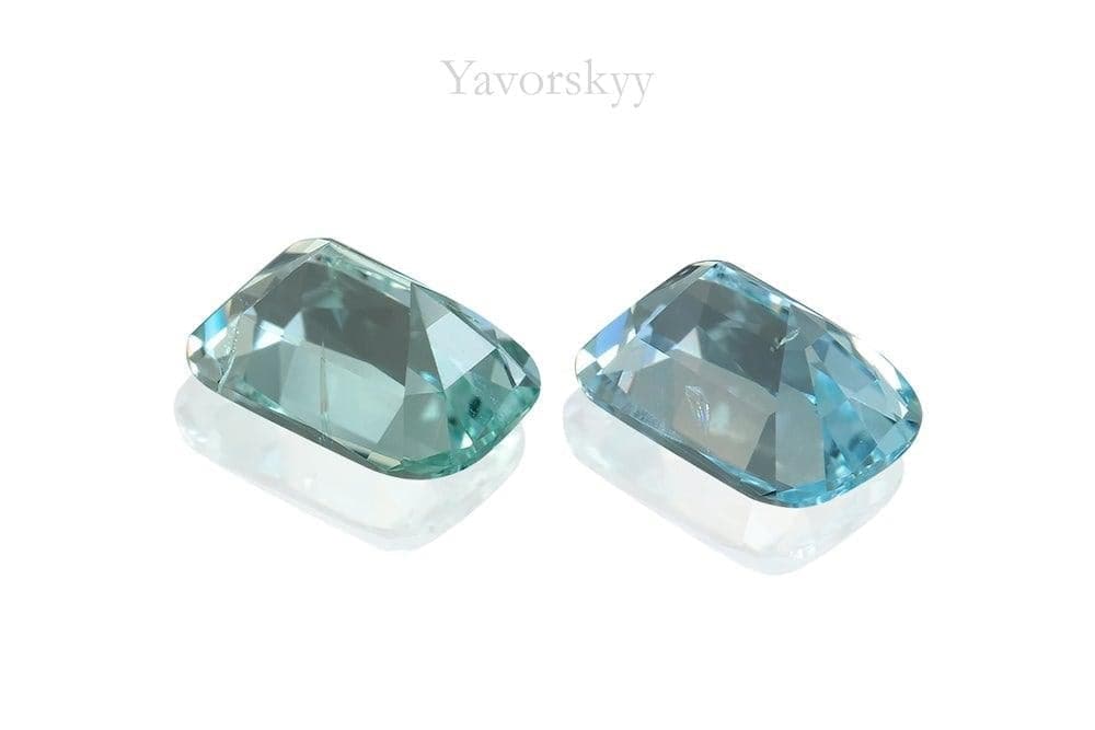 Photo of bottom view of aquamarine 1.06 carats  matched pair