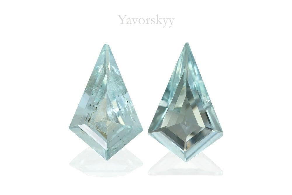 A matched pair of aquamarine 1.36 cts front view picture