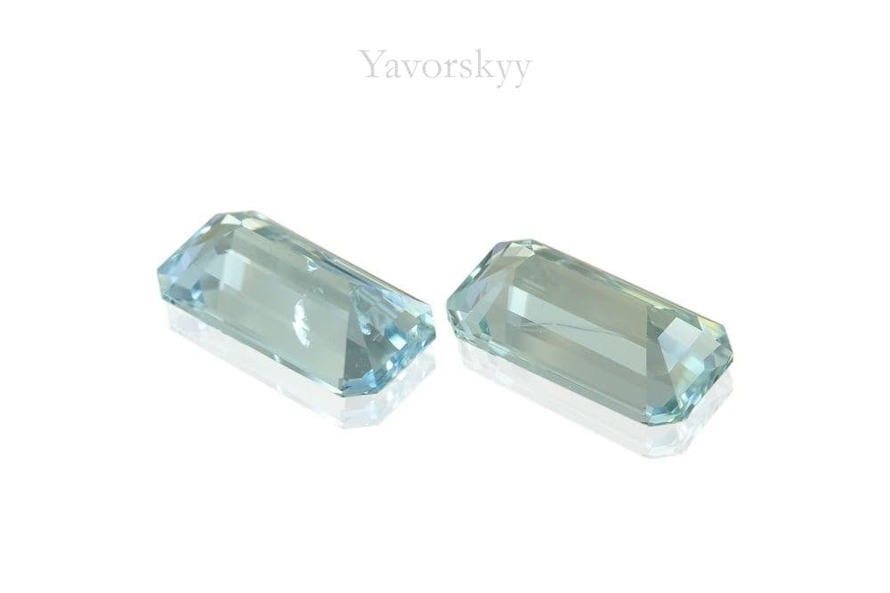 A matched pair of aquamarine cushion 3.36 carats back side picture