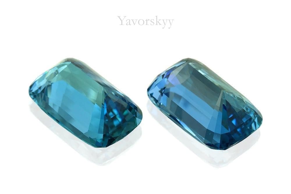 Match pair of aquamarine cushion 31.25 carats back side picture