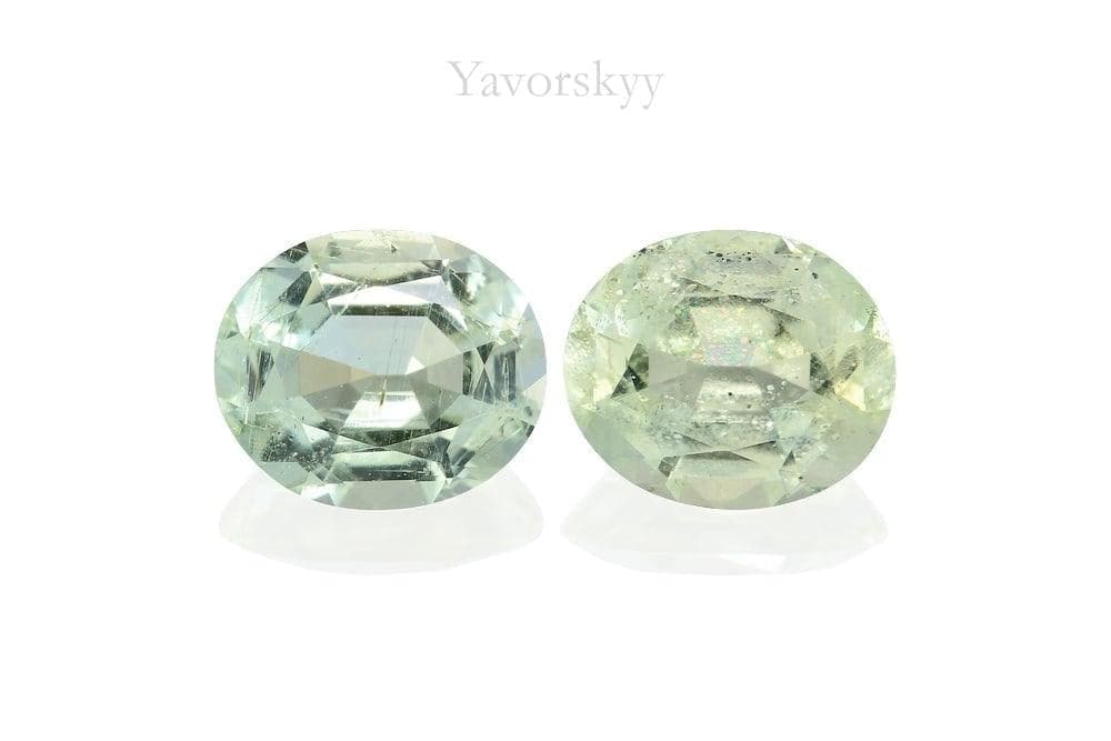 Pair of green beryl oval 1.42 cts front view picture