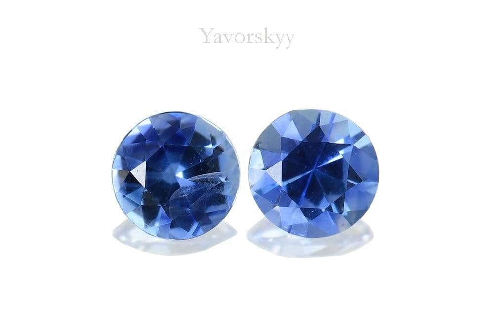 Front view image of round blue sapphire 0.41 ct pair