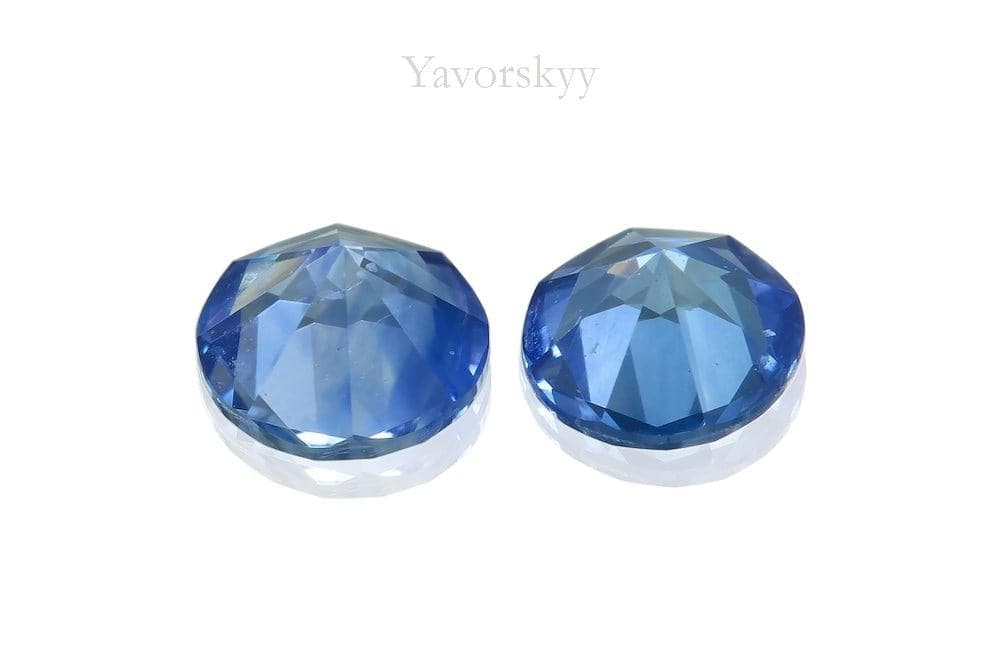 Back side image of round blue sapphire 0.41 ct matched pair