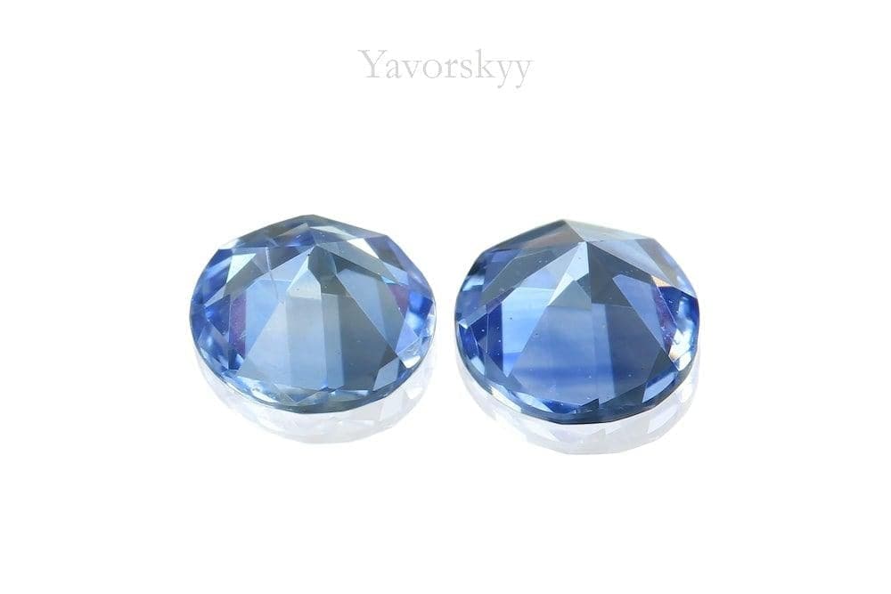 Matched pair blue sapphire round 0.41 carat back side photo