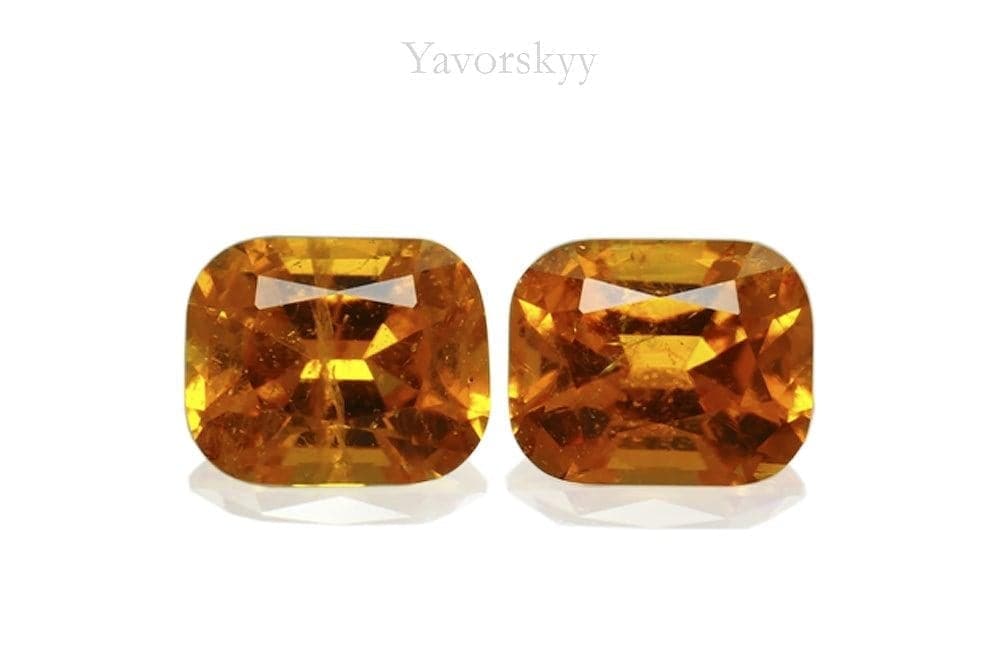 Top view image of cushion clinohumite 0.86 carat pair