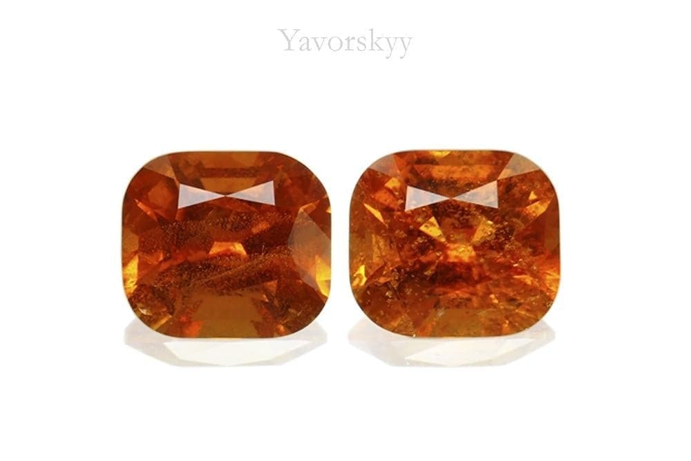 Matched pair clinohumite cushion 0.91 ct front view photo