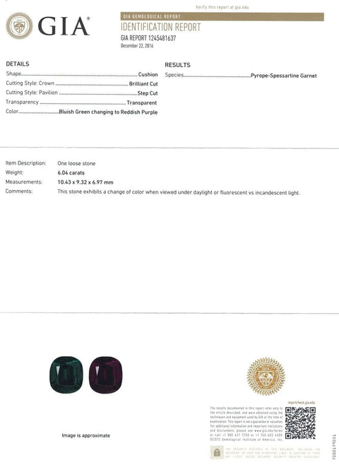 Color-change Garnet 6.04 cts - Yavorskyy