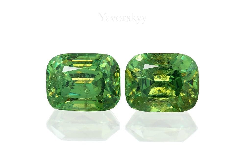 A match pair of demantoid cushion 1.82 cts front view image