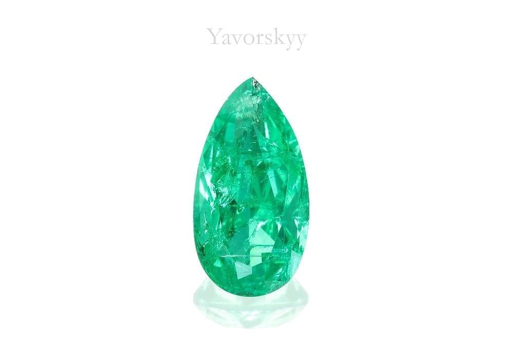 Front view image of 0.84 ct green emerald pear