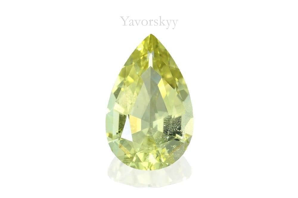 A front view picture of 7.95 ct green beryl pear