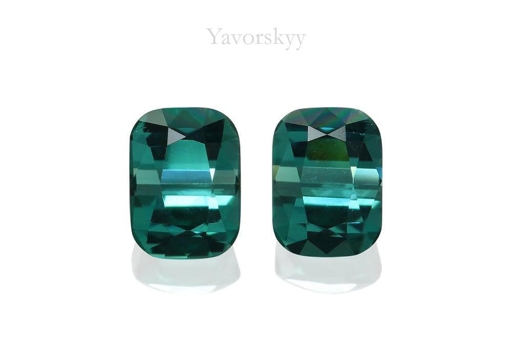 A matched pair of green tourmaline 0.44 carat front view picture