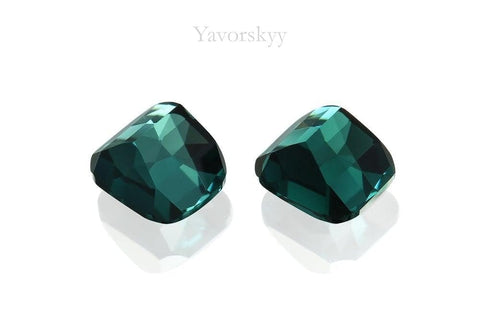 Photo of bottom view of green tourmaline 0.70 carat matched pair
