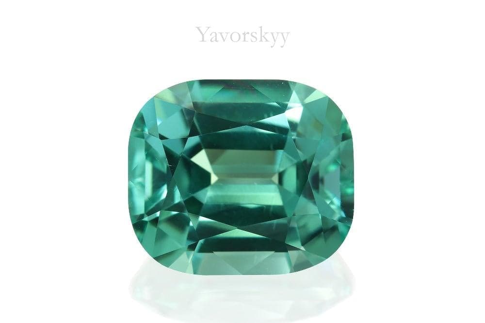 Top view picture of 4.41 ct green tourmaline cushion