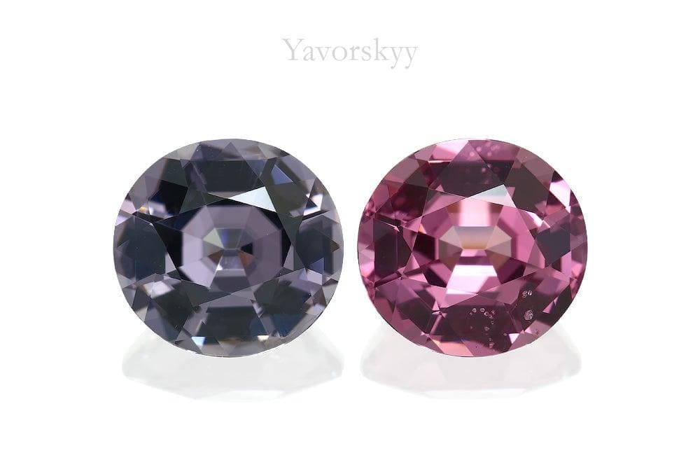 Top view image of oval pink spinel 6.26 cts matched pair