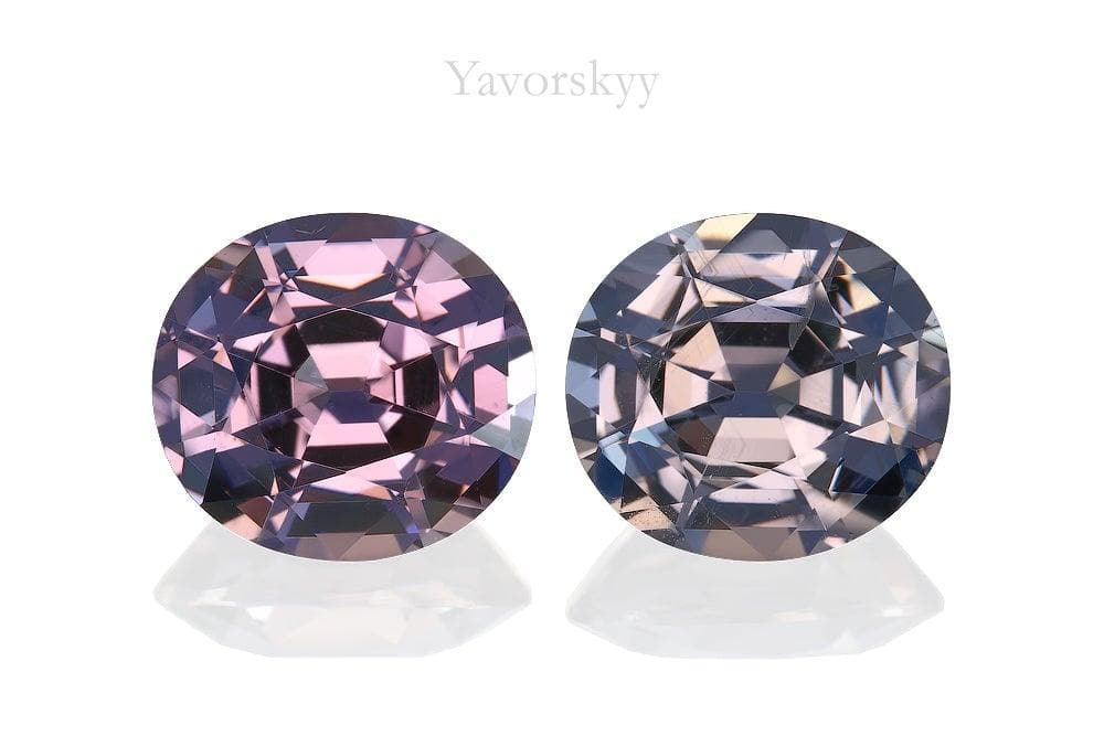A matched pair of purple spinel oval 5.05 cts front view picture