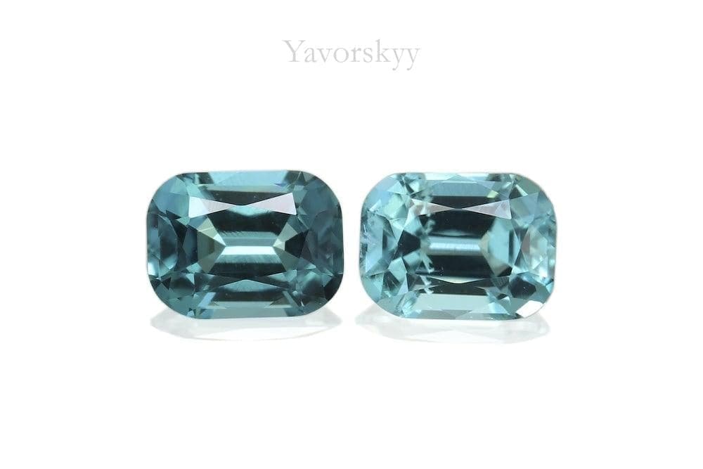 Matched pair blue tourmaline cushion 0.46 cts front view image