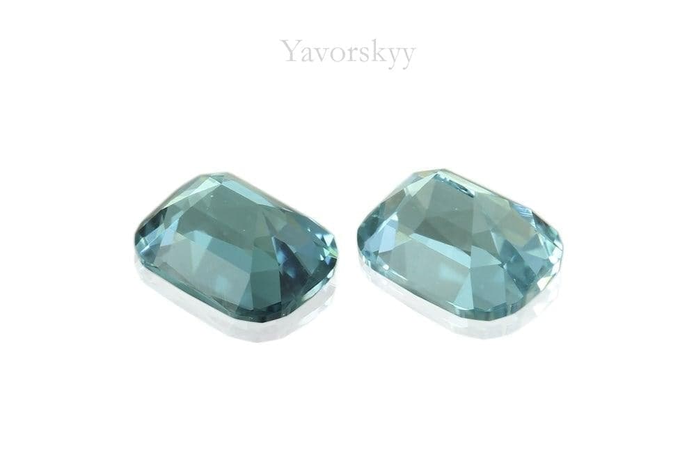 Back view picture of cushion blue tourmaline 0.46 cts pair 