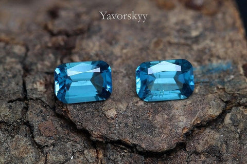 Image of cushion blue tourmaline 0.36 cts matched pair 