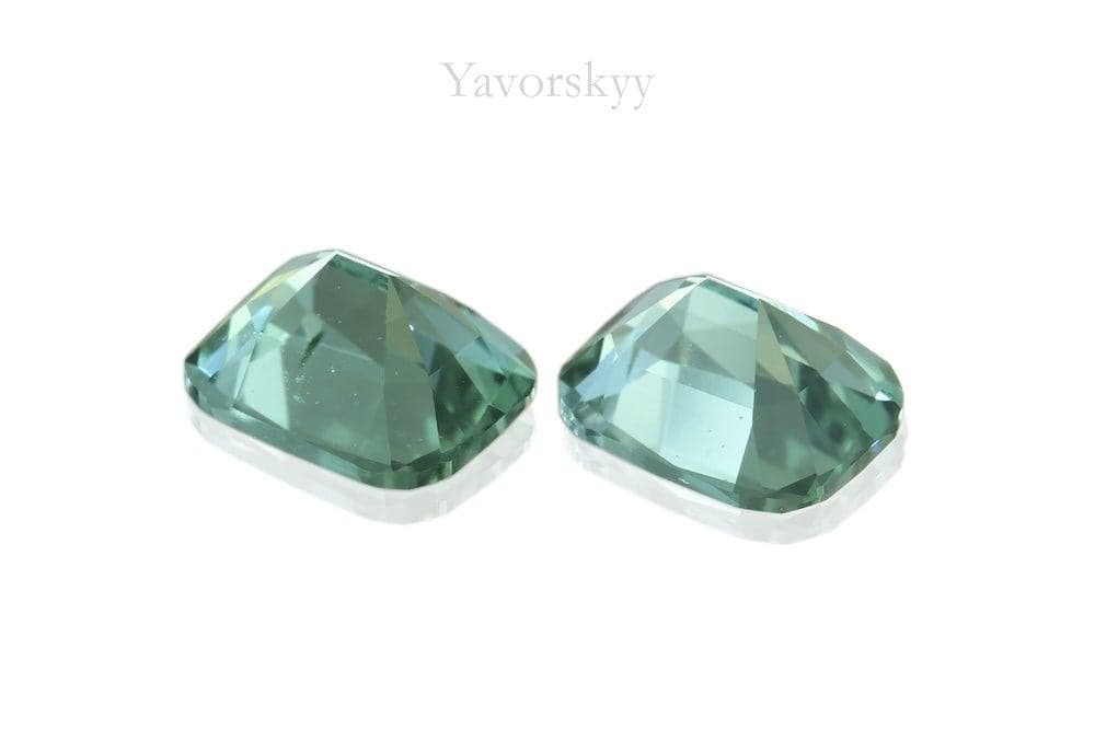 Bottom view photo of cushion blue tourmaline 0.46 cts matched pair 