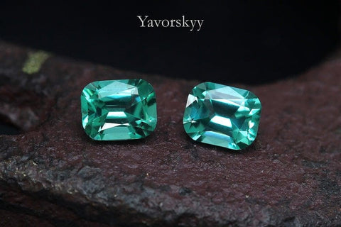 Picture of match pair blue tourmaline 0.46 cts cushion shape 