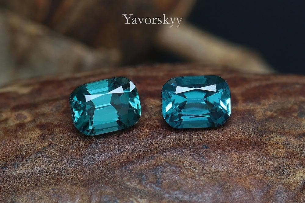 Photo of matched pair blue tourmaline 0.48 carats 