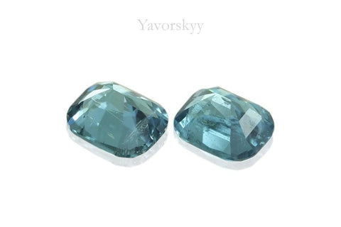 Match pair of blue tourmaline cushion 0.63 cts back view photo 