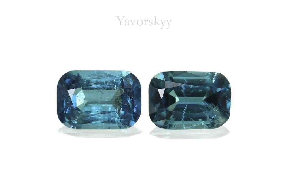Front view picture of matched pair blue tourmaline 0.64 cts 