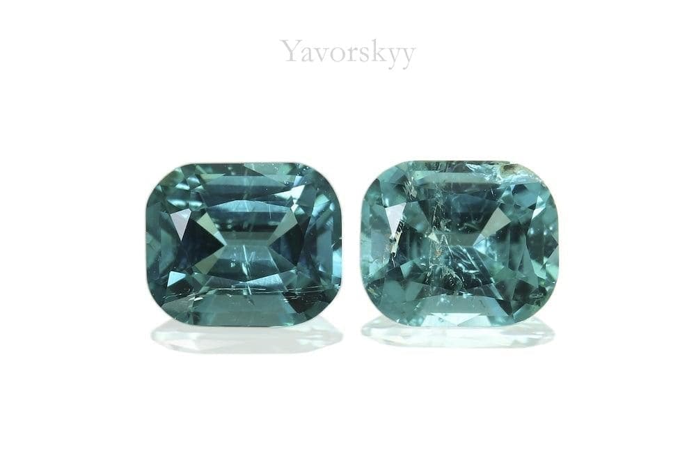 Front view image of matched pair blue tourmaline 0.7 cts 