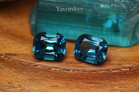 Photo of cushion blue tourmaline 0.75 cts match pair 