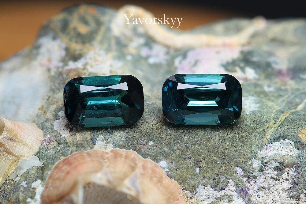 Picture of cushion blue tourmaline 0.86 cts match pair 