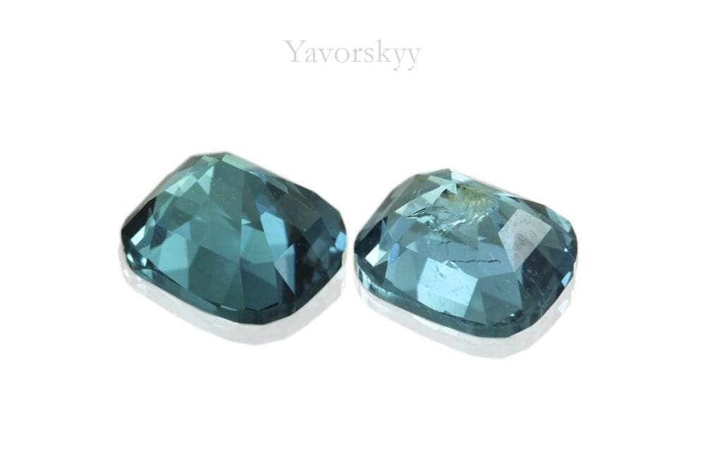 Match pair of blue tourmaline cushion 1.09 cts back view image