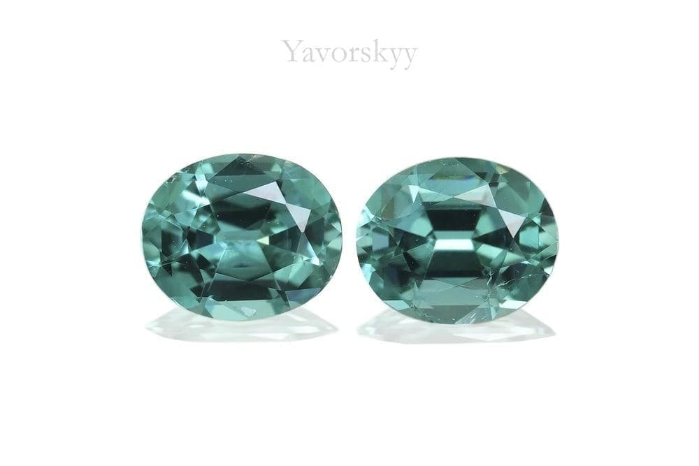 Top view picture of cushion blue tourmaline 1.11 cts pair 