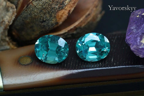Picture of blue tourmaline pair 1.11 cts cushion 