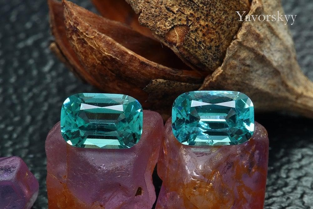 A matched pair of tourmaline cushion 1.39 cts front view picture